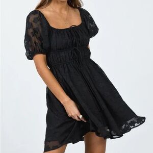 Princess Polly Black Sheer Puff Sleeve Dress